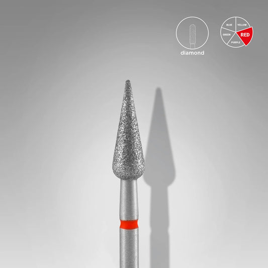 Punta diamantata pera appuntita, rosso, diametro 4 Mm - lunghezza punta 12 mm