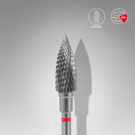 Punta carbide fiamma, rosso, diametro 5 mm - lunghezza punta 13.5 mm