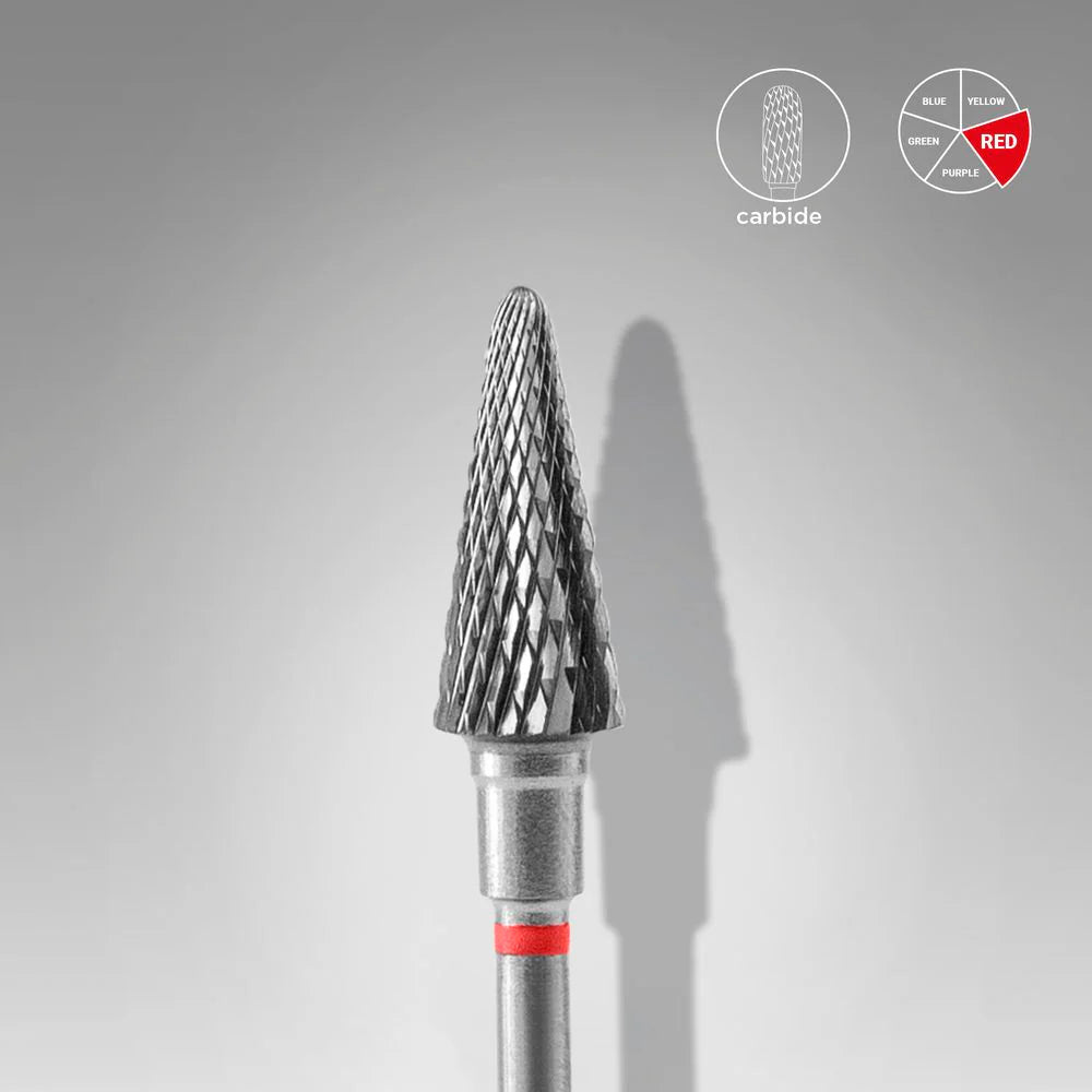 Punta carbide cono, rosso, diametro 6 mm - lunghezza punta 14 mm